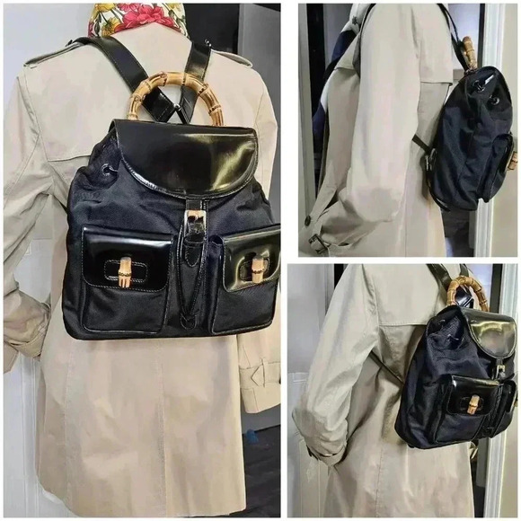Gucci Bamboo Drawstring  Nylon Backpack - Picture 10 of 16